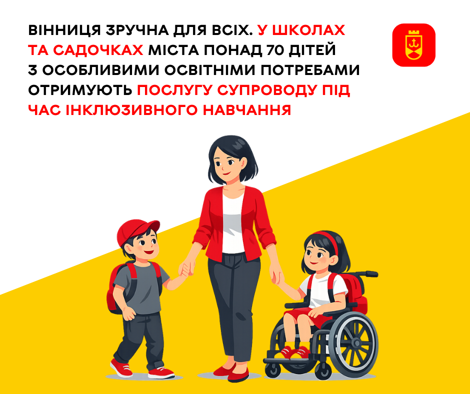 Вінниця зручна для всіх. У школах та садочках міста понад 70 дітей з особливими освітніми потребами отримують послугу супроводу під час інклюзивного навчання
